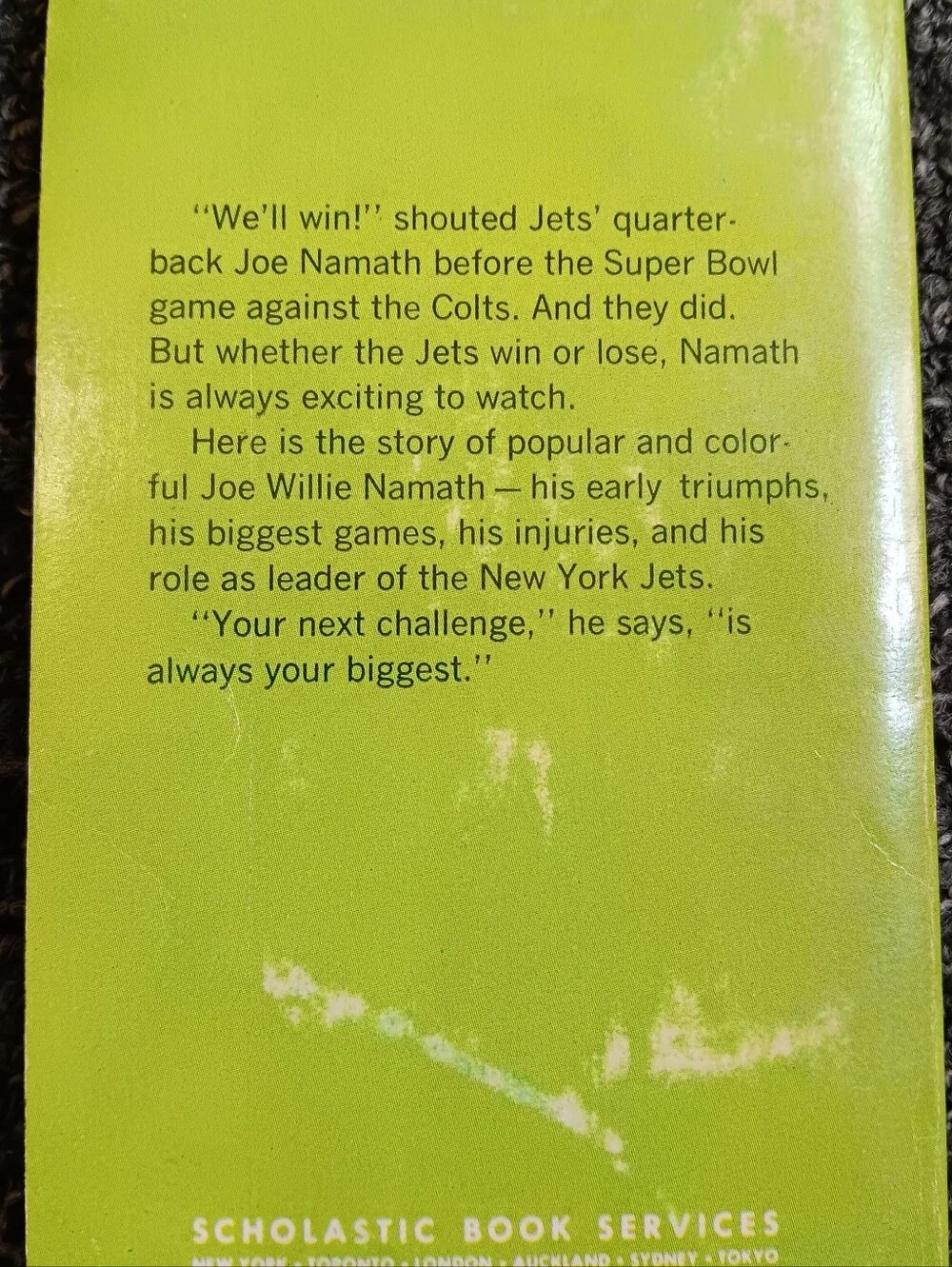 Joe Namath Vintage Football Sports 1972 Paperback Book 1st Printing, Jets Rams